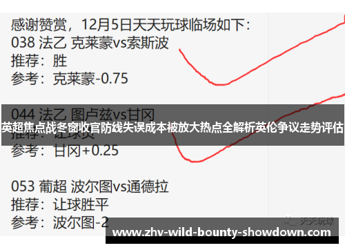 英超焦点战冬窗收官防线失误成本被放大热点全解析英伦争议走势评估 英超焦点战冬窗收官防线失误成本被放大热点全解析英伦争议走势评估